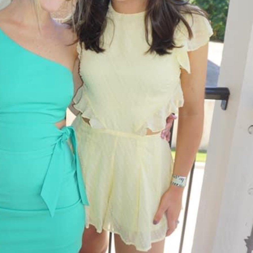 Yellow romper with open back